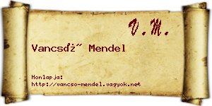 Vancsó Mendel névjegykártya